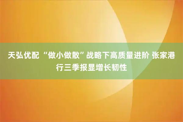 天弘优配 “做小做散”战略下高质量进阶 张家港行三季报显增长韧性